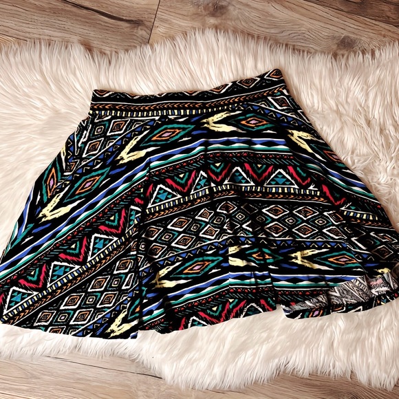Y2K Skirt Juniors Sz S Print Geometric Abstract Colorful Pull On Stretch - Picture 1 of 6